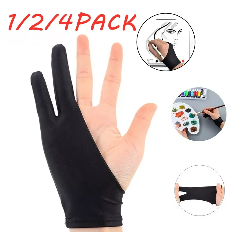 

Two-finger Drawing Gloves Left Right Hand One Size Anti-fouling Digital Tablet Painting Glove Students Artist Supplies