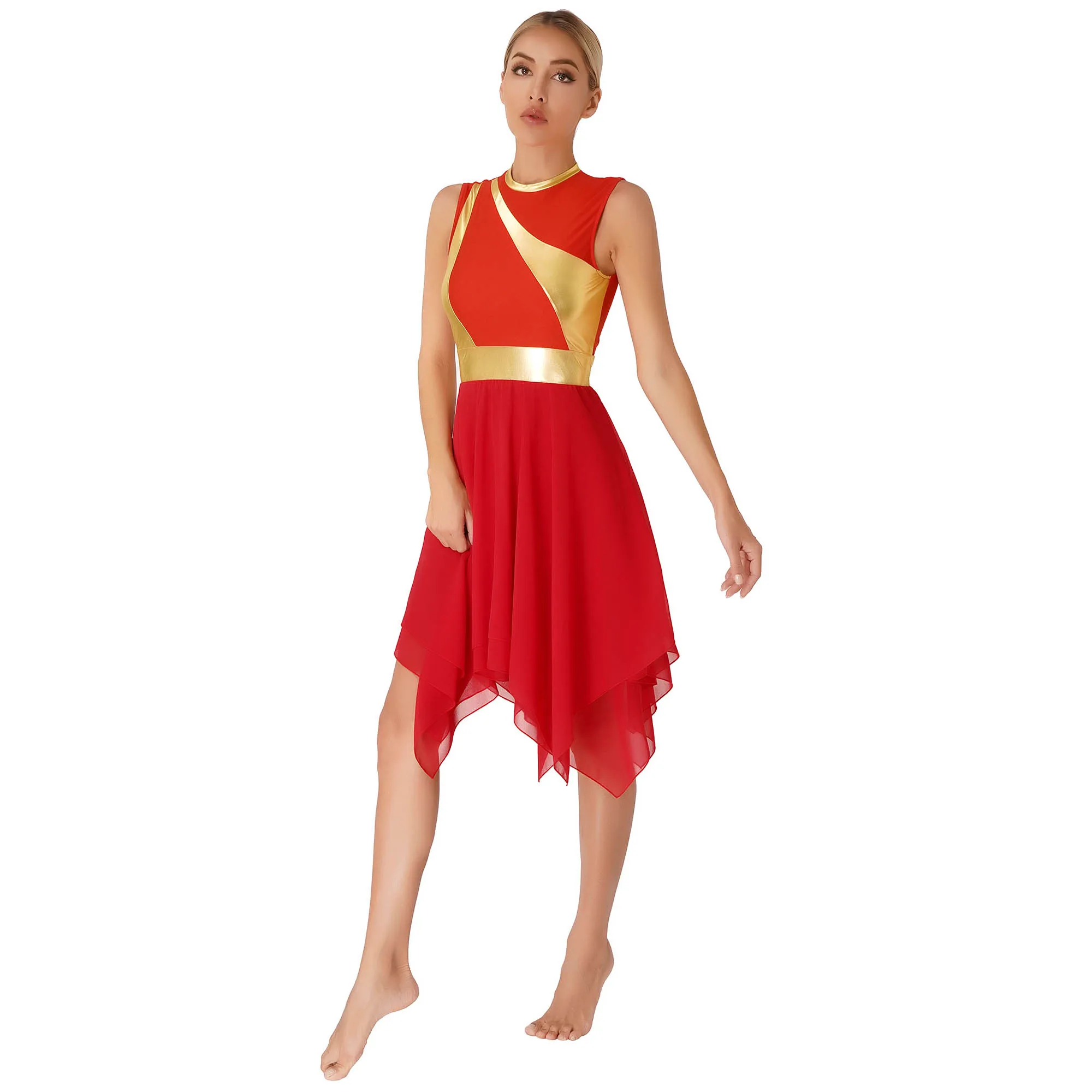 Женское платье с металлическим блеском туника для литарных танцев на молнии