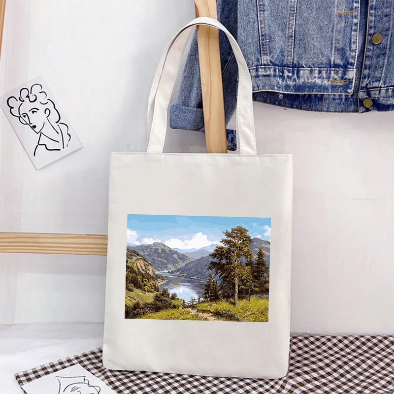 

2022 Женская Холщовая Сумка-тоут с принтом, Женская многоразовая пляжная сумка через плечо, подарок для учителя, женская сумка через плечо для...