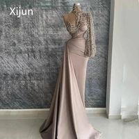 xijun elegant one shoulder evening dresses backless shinging beading women prom gowns sparkly glitter sequin vestidos de gala