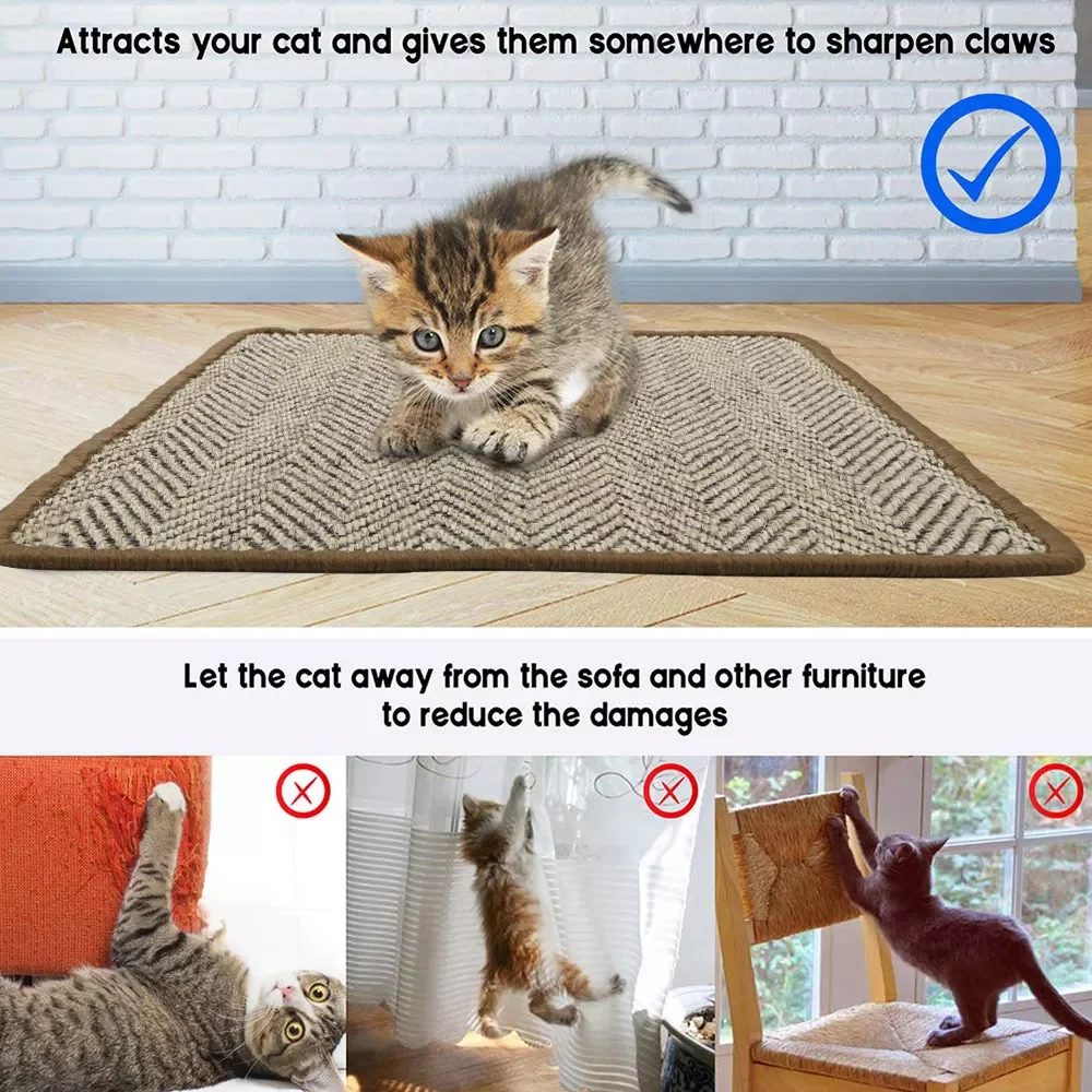 

Cats Scratching Mat Natural Sisal Felt Durable Cats Scratcher Sisal Scratching Pad For Cats Protecting Furniture Supplies