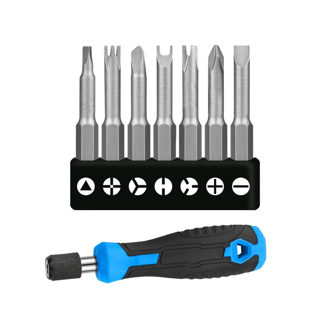 

7pc Special-shaped Screwdriver Set 50mm U-shaped Y-Type Triangle Inner Cross Three Points Screwdriver Bit PC Household Repair