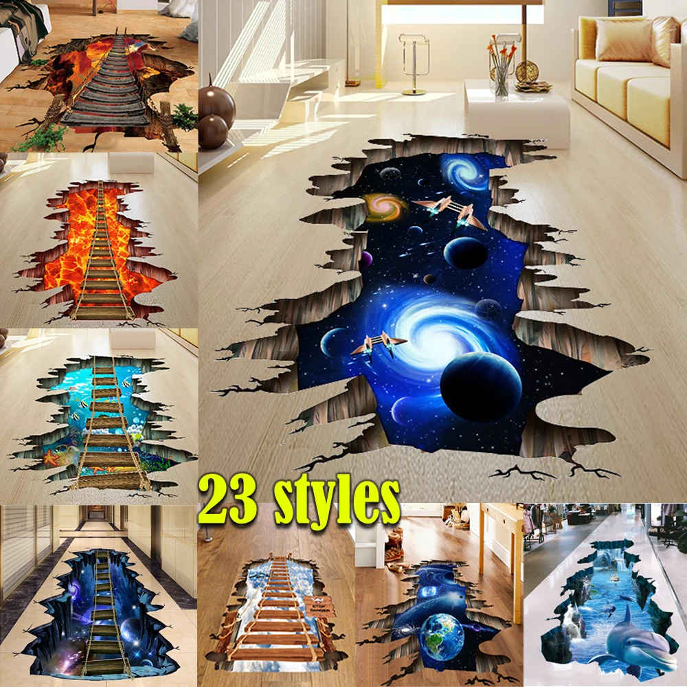 

New Large 3D Cosmic Space Floor Sticker Galaxy Star Bridge Scenery Wall Stickers Living Room Kids Room Bedroom Home Decoration