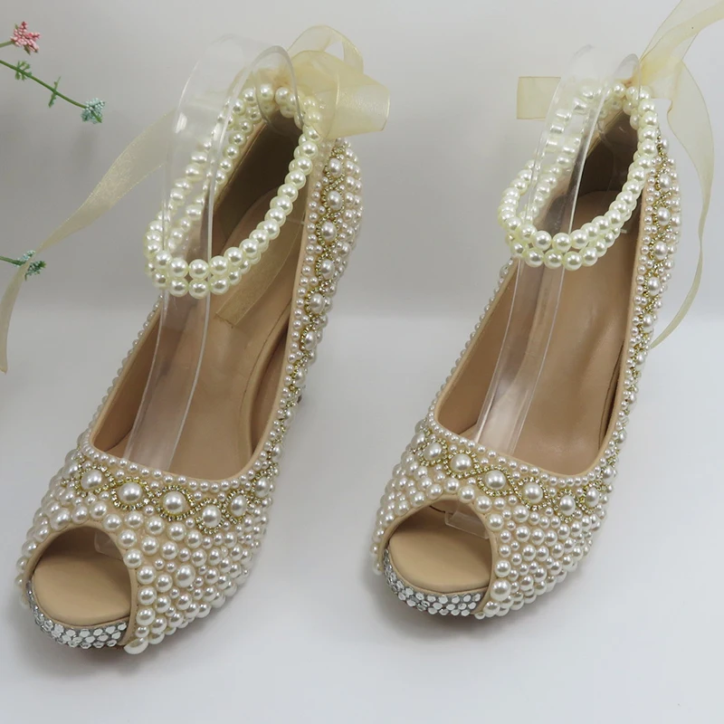 Новое поступление женская свадебная обувь Bao Ya Fang настоящая кожа стелька жемчуг