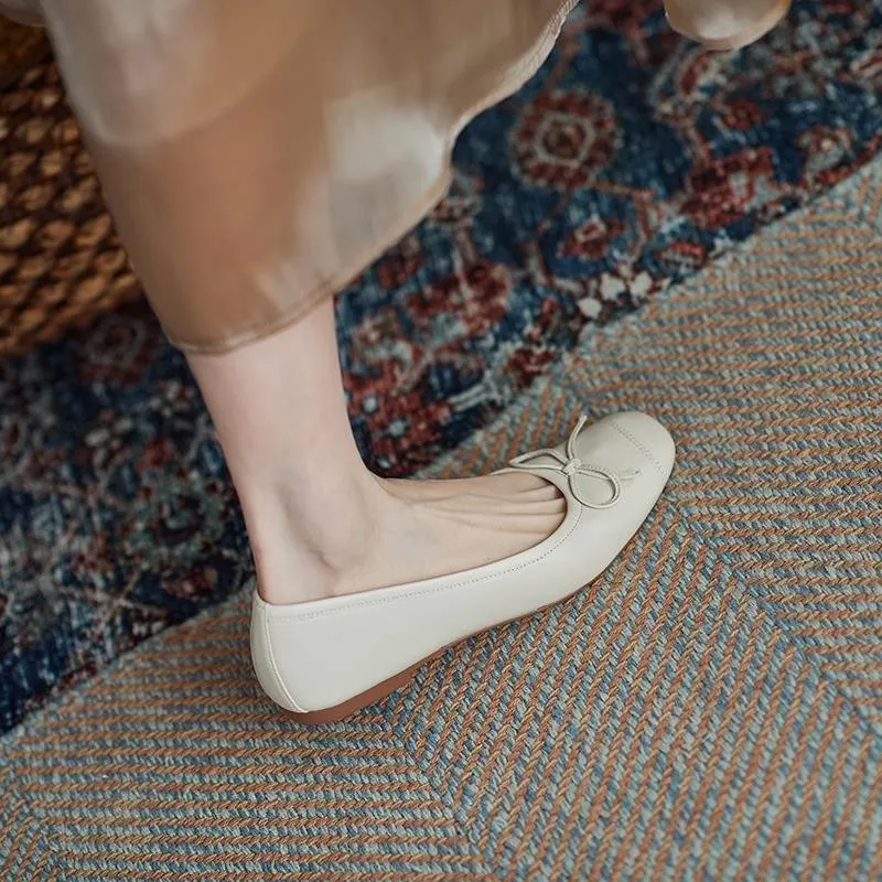 Shoes Women Flats 2022 Spring Autumn Bowknot Round Toe Soft Ladies Flat Shoes Shallow Casual Female Shoes Loafers Women Red Shoe