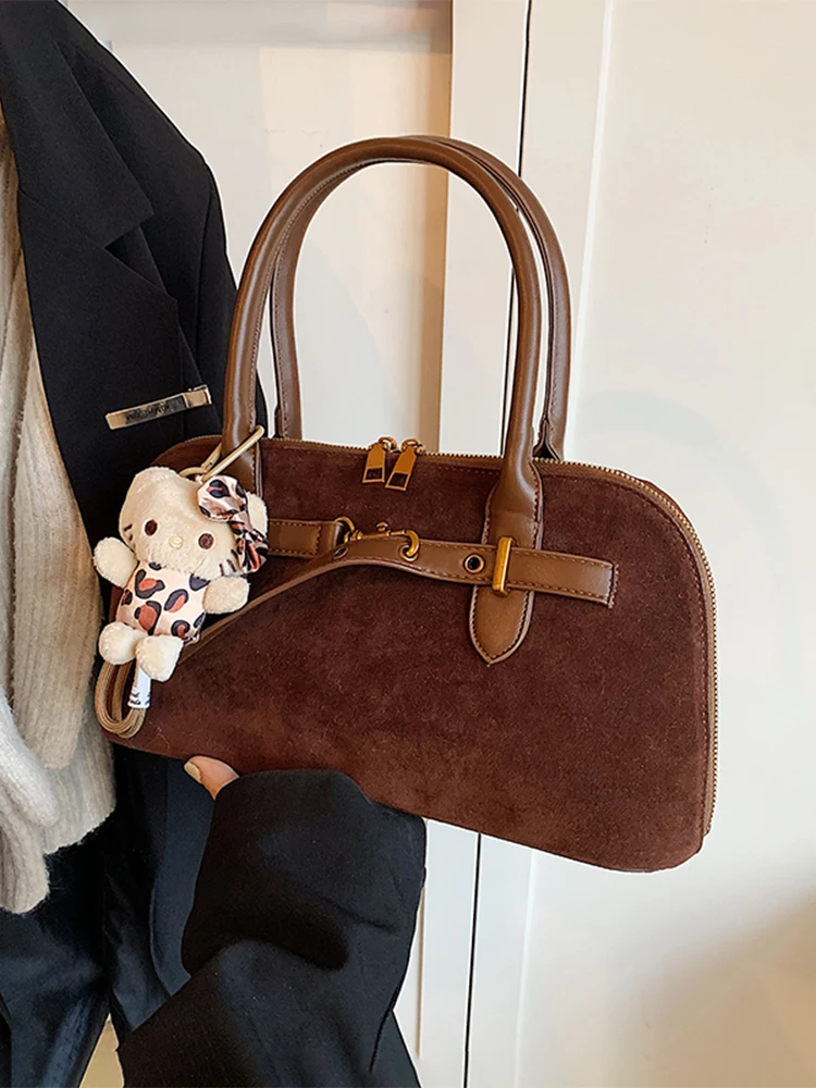 Женская высококачественная замшевая сумка 2024 осенняя ручная ретро-сумка через