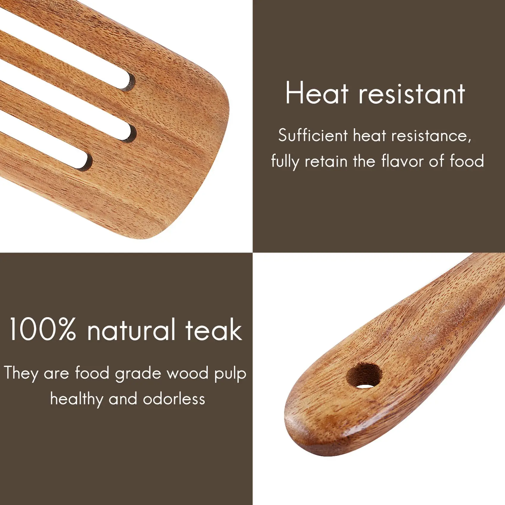 

6 Pcs Wooden Spurtle Set, Teak Spurtle Set Heat Resistant Wooden Spatula Cooking Utensils Set Non-Stick Wooden Spoons
