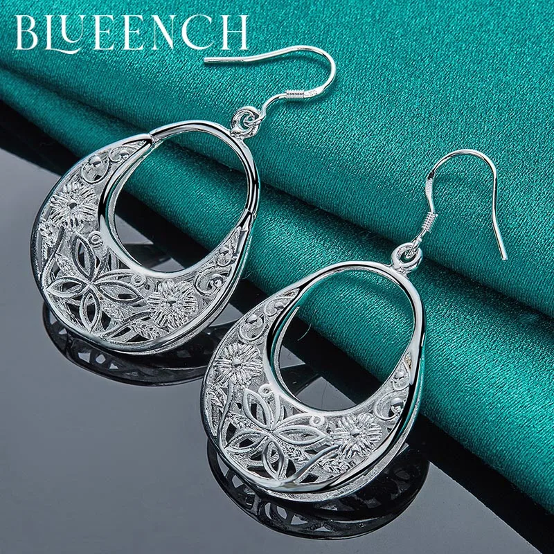 

Blueench 925 Sterling Silver Wreath Hollowed Out Earrings Pendant Suitable For Ladies Wedding Party Fashion Charm Jewelry