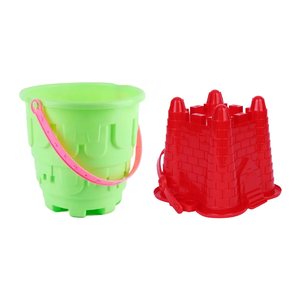 

2 Pcs Beach Bucket Summer Toys Kids Colorful Sand Castle Buckets Plastic Seaside Sandcastle Molds