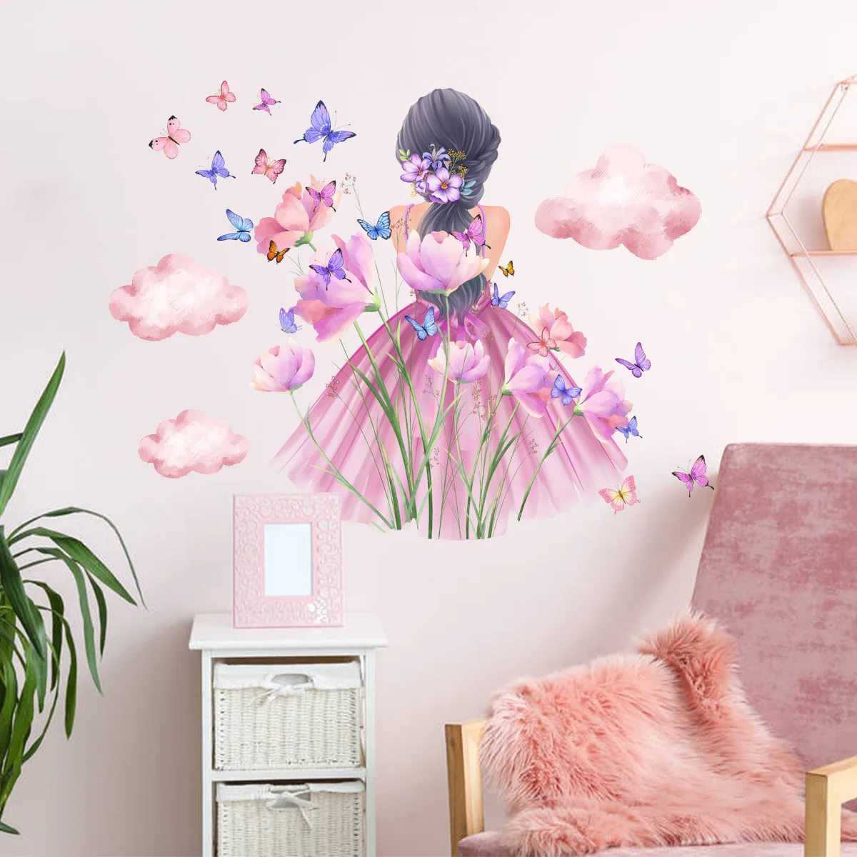 

Butterfly Girls Wall PVC Stickers for Kids Room Bedroom Living Room Decoration Decals Murals Room Decor