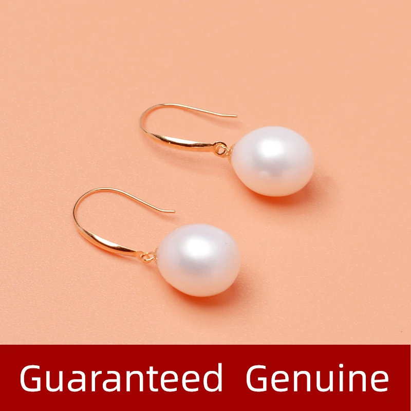 Серьги XF800 из 18-каратного золота серьги-подвески натурального пресноводного