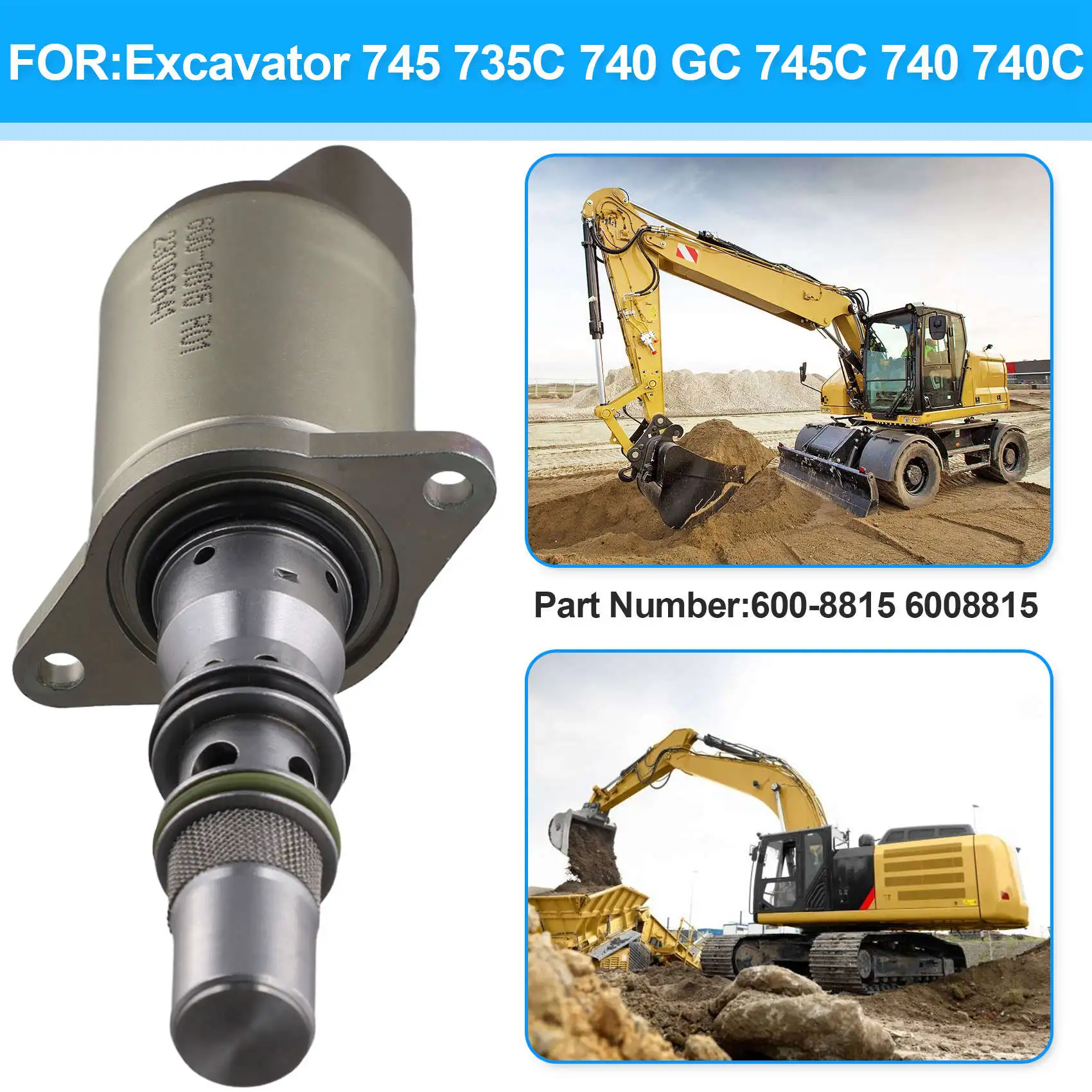 600-8815 6008815 Электромагнитный клапан для экскаватора Caterpillar CAT детали 745 735C 740 GC 745C 740C