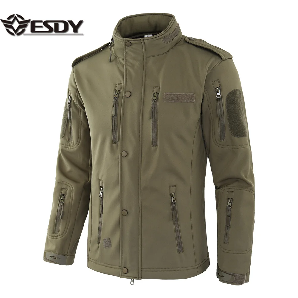 Фото ESDY Outdoor Soft Shell Тактическая ветровка Ветрозащитная Водонепроницаемая камуфляжная куртка Флисовая теплая с капюшоном A008 №1