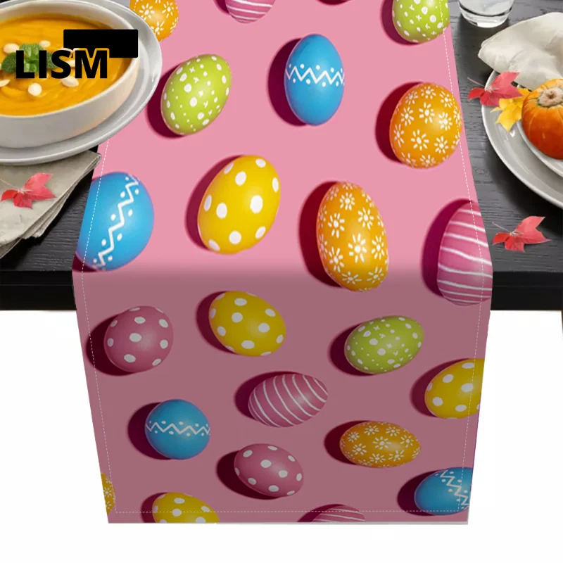 

Easter Eggs Table Runner Country Wedding Outdoors Rectangle Antifouling Tablecloth for Family Dinner Holiday Party Decoration