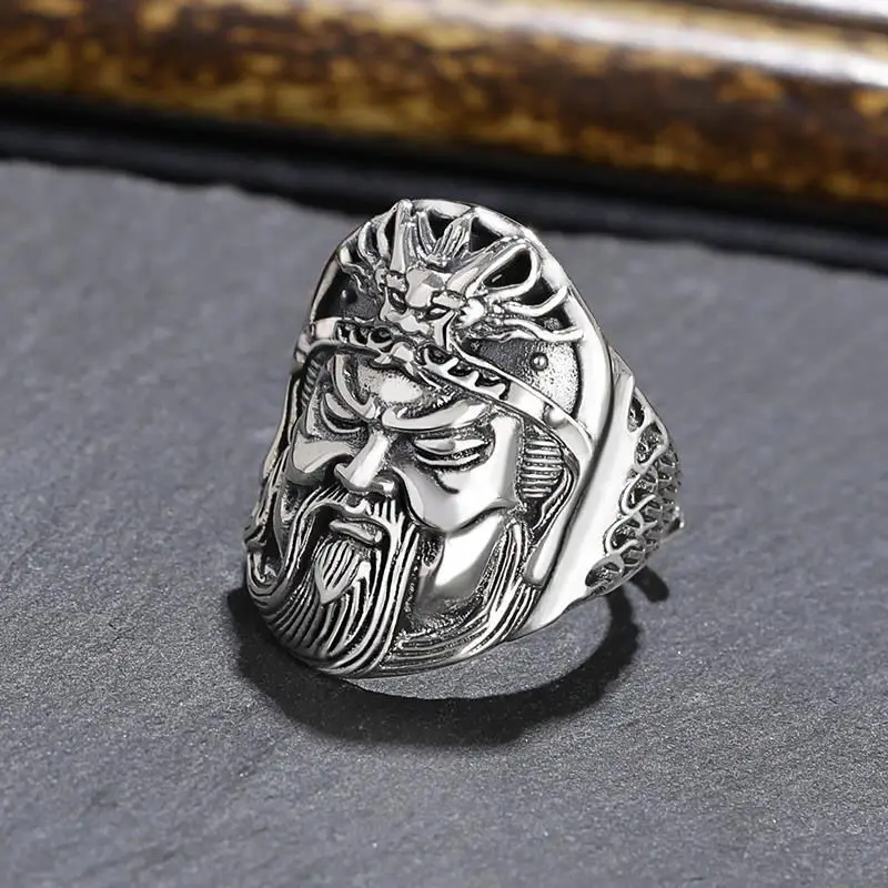 

New Guan Gong Ring Men Lucky Index Finger Domineering Personality Adjustable Men Ring Give Boyfriend Jewelry Accessorie