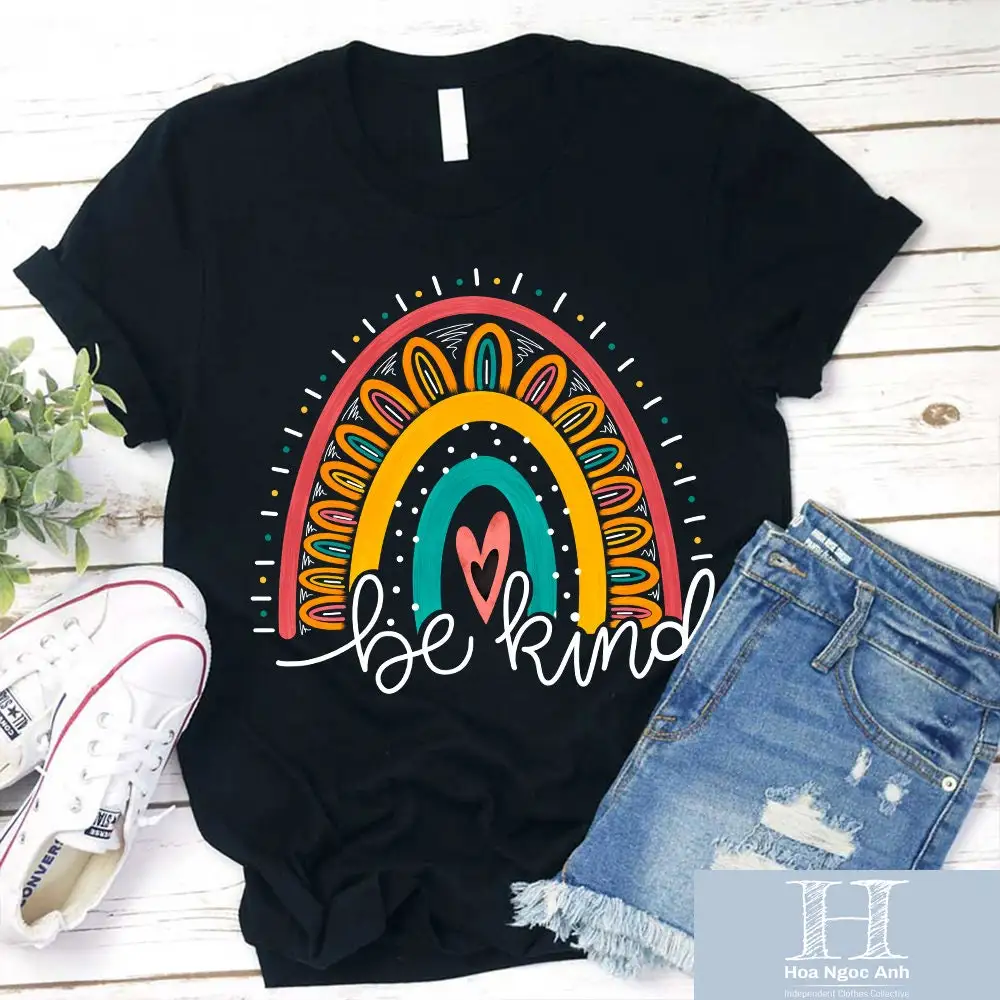 Футболка Be Kind Sunflower Rainbow Teacher Mom Kindness Back To School