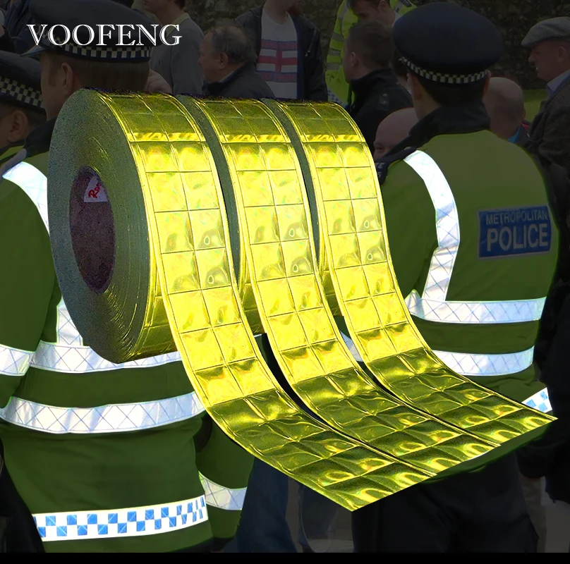 

VOOFENG High Visibility Check Shape Microprismatic Reflective PVC Tape Sewing on Clothes Bag Warning Tape RS-6290