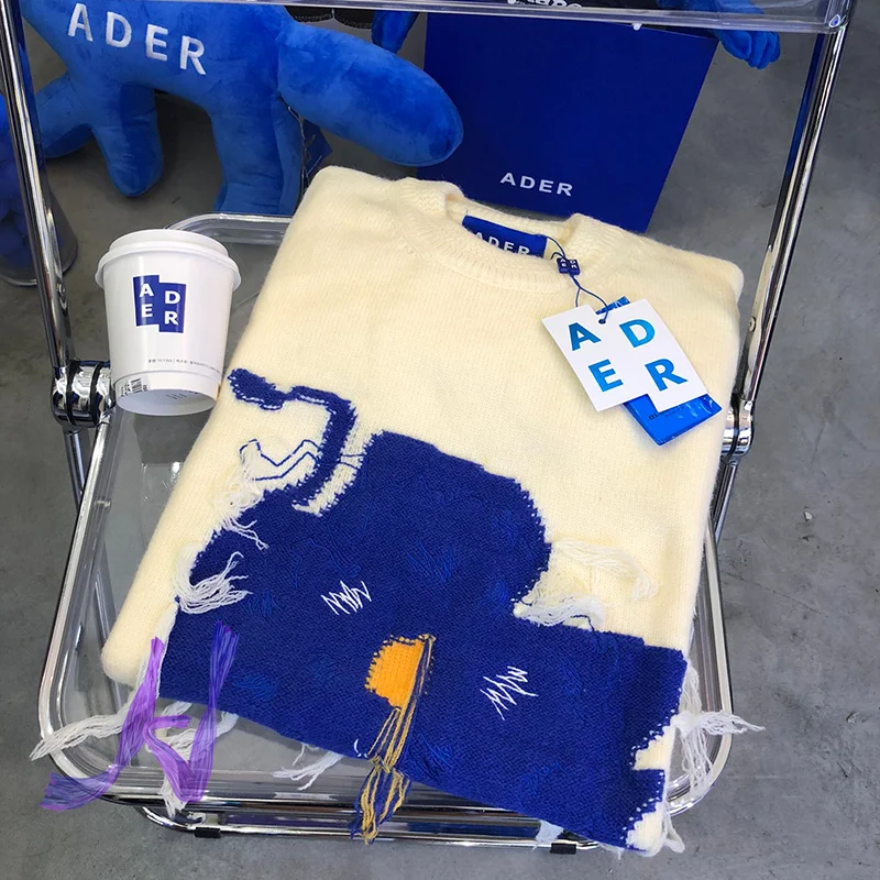 

Ader Error Sweaters Men Women Wool Graffiti Embroidery Tassels Pullover Adererror Round Neck Loose Sweater