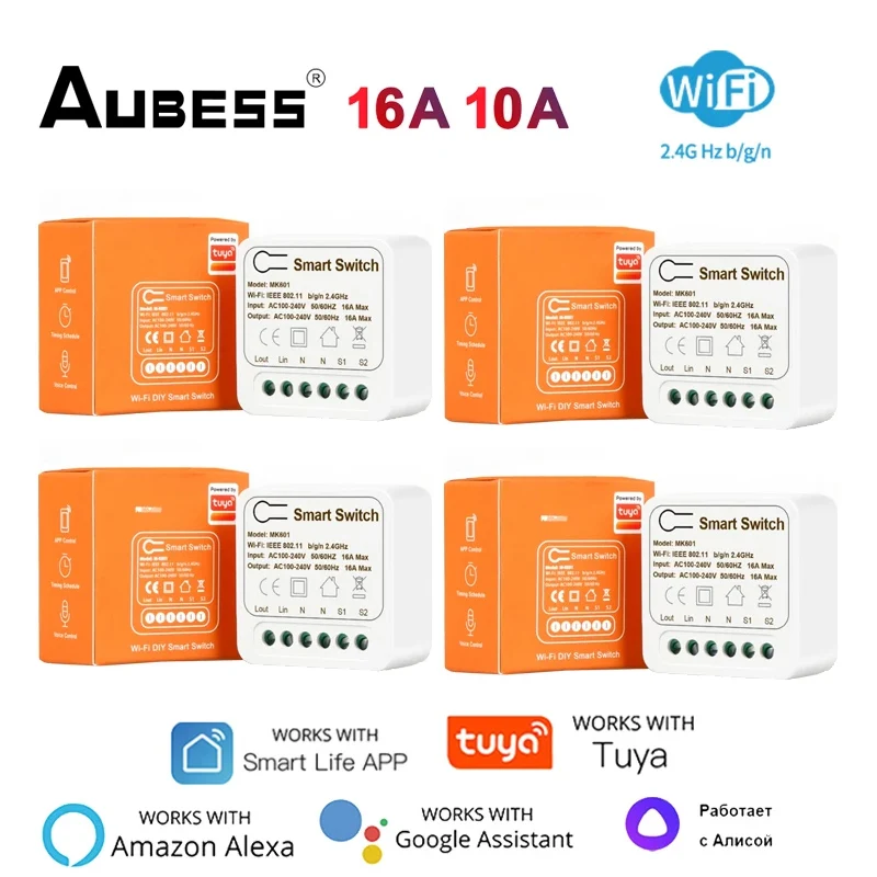 

Tuya MINI Wifi смарт-переключатель 16/10 а 2-полосный пульт дистанционного управления реле таймера DIY модуль автоматизации умный срок службы для Alexa ...