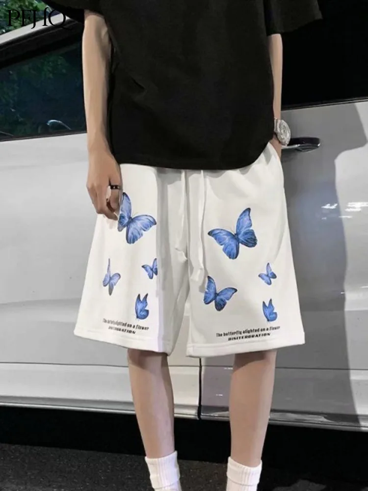 

PFHQ Korean Style Trend Versatile Loose Straight Knee Length Pants Of Men Summer Fashion Tide Print Casual Male Shorts 21B4228