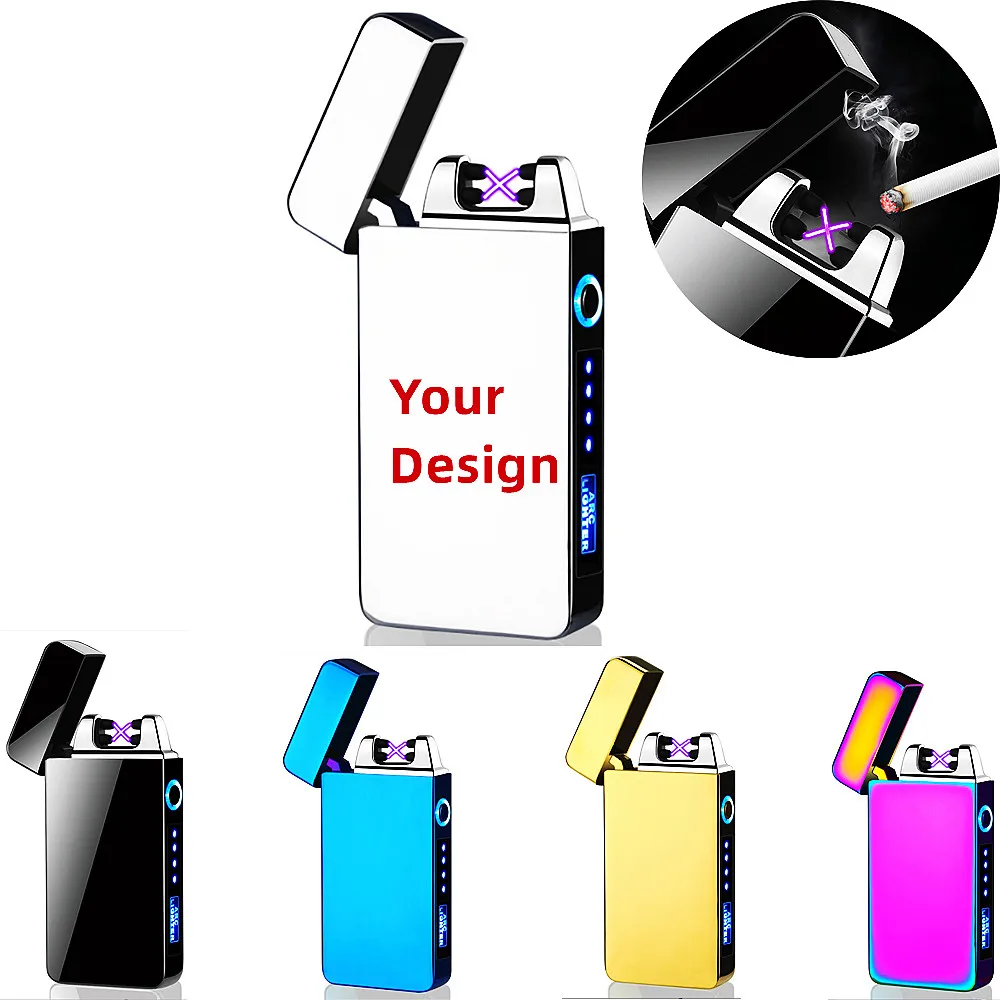 

Индивидуальная Электронная зажигалка с двойной дугой, ветрозащитная беспламенная зажигалка с USB-зарядкой, плазменное крестовое зажигание, аксессуары для курения, подарки