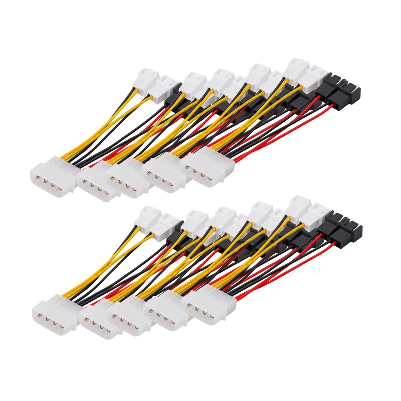 

10 Pieces Of Computer Adapter Cable Cpu Fan Cable Large 4Pin To Small 3Pin Fan 2-Speed Speed Control Line 12.5Cm