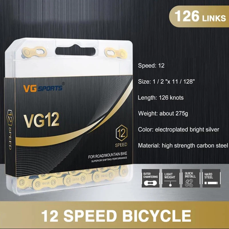 

VG Спортивная цепь для горного велосипеда, 12 Скоростей, Золотая цепь 12 s 12 Скоростей X1 X12 1x1 2, коннектор системы включает 126L звеньев для велосипеда, деталь