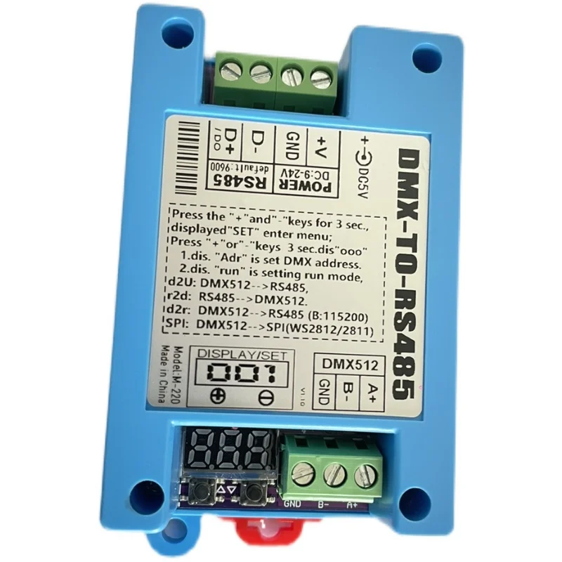 

Модуль центрального управления RS485 в DMX512 на WS2812 светильник Strip может быть настроен адрес DMX на индивидуальный сигнал 485