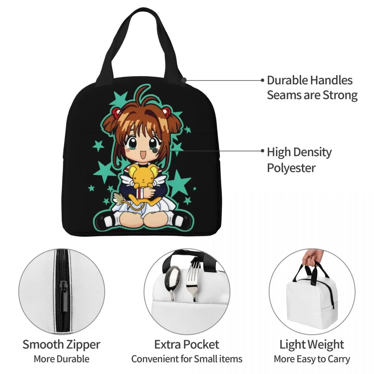 Изолированные сумки для обеда Cardcaptor Sakura вместительная Детская сумка обедов