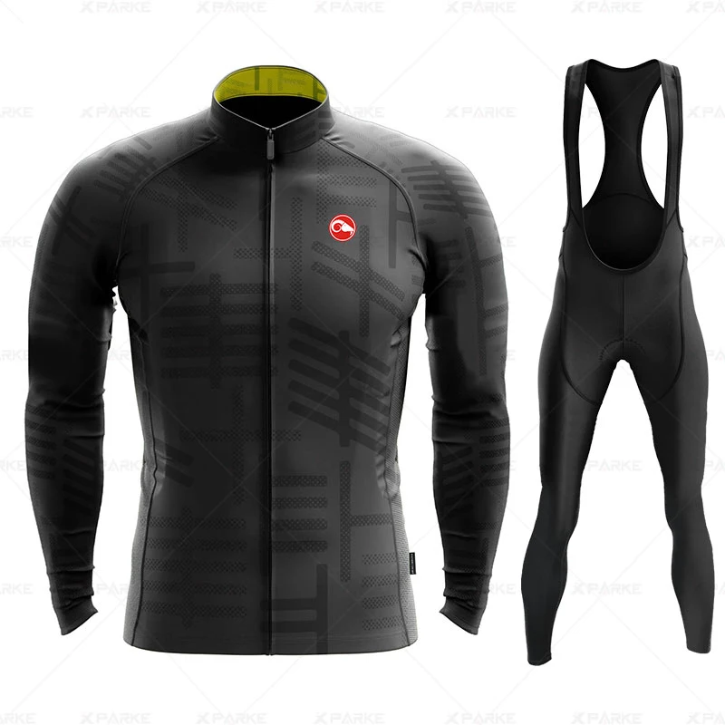 

In Stock Spring And Autumn Long Sleeve Cycling Jersey Set Bib Pants Ropa Ciclismo Bicycle Clothing MTB Bike Jersey Uniform Men'