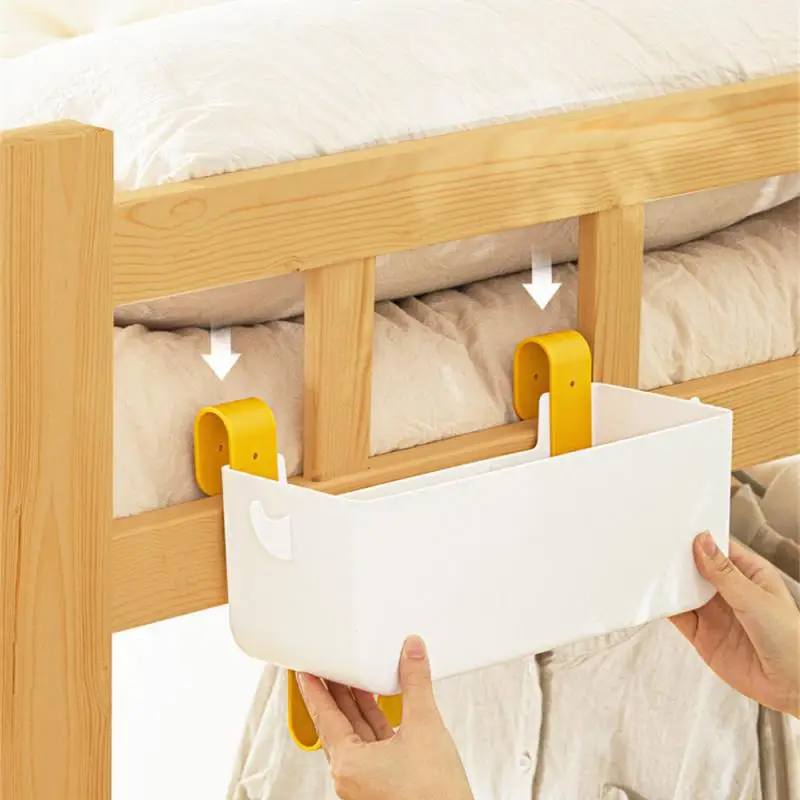 

Hanging Bedside Organizer Storage Bed Shelf With 2 Hooks Storage Box For Dorm Rooms Bed Rail For Glasses Mobile Phones Keys