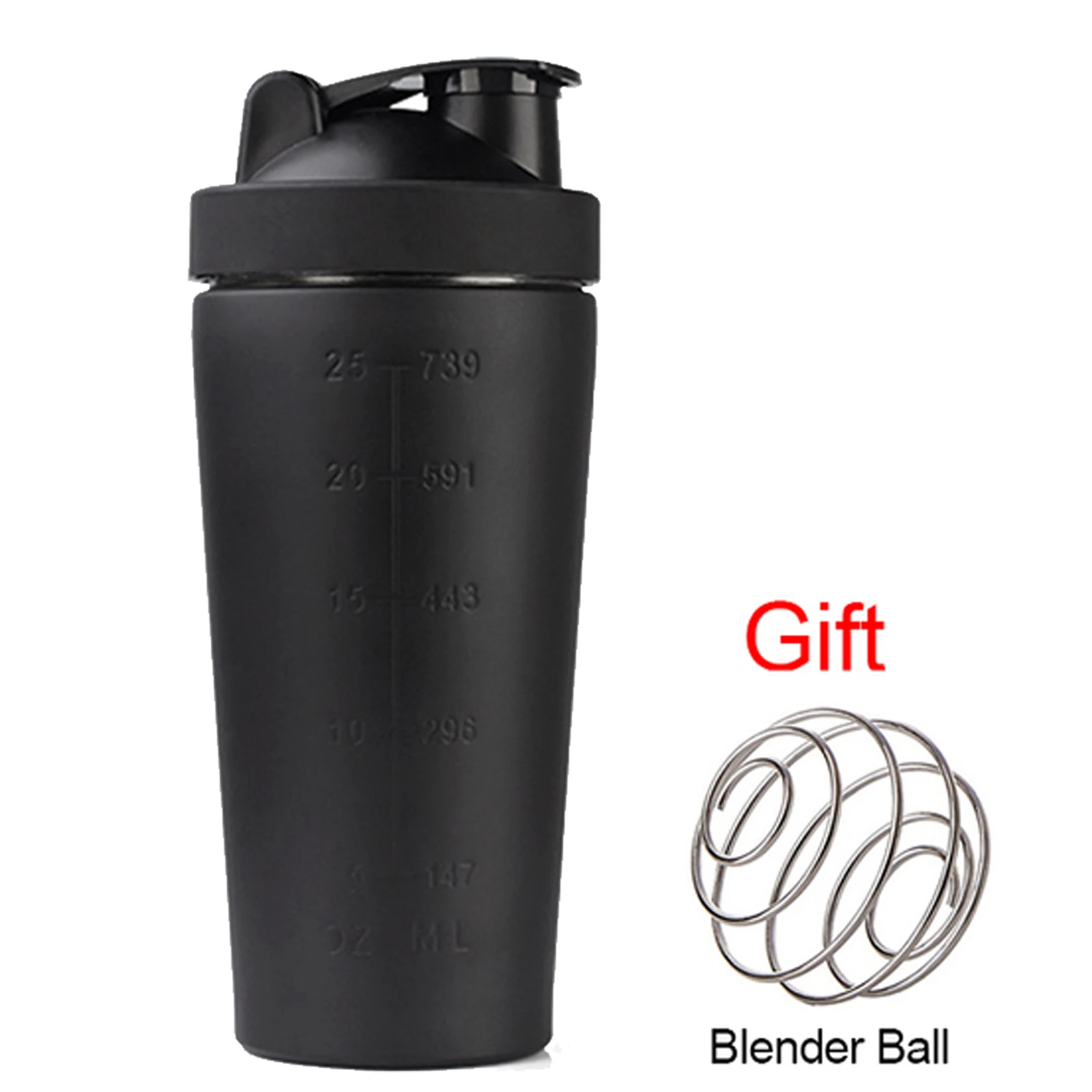 750ml Stainless Steel Shaker Cup Portable Fitness Sports Mug Nutrition Blender Cup Water Bottles Vacuum Insulation Water Cup