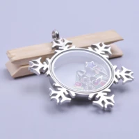 snowflake locket stainless steel pendants for jewelry making supplies vintage womengirl accessories glass screw flower charms