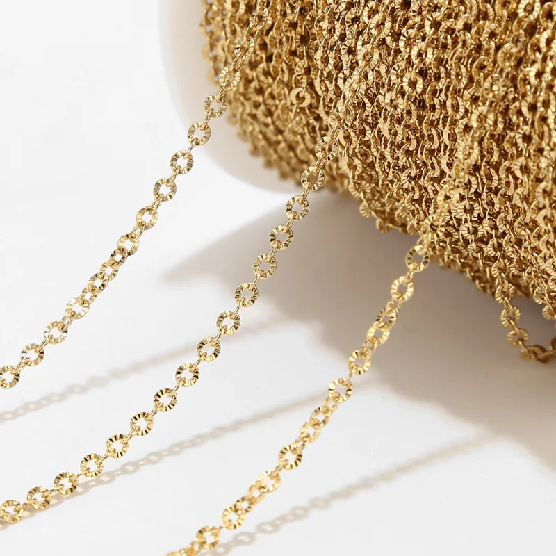 2M No Fade Нержавеющая сталь Золото Текстированная кабельная цепочка для DIY Девушки Женщины Ожерелье Браслет Ювелирные изделия Принадлежности 2M No Fade Нержавеющая сталь Золото Текстированная кабельная цепочка для DIY Девушки Женщины Ожерелье Браслет Ювелирные изделия Принадлежности