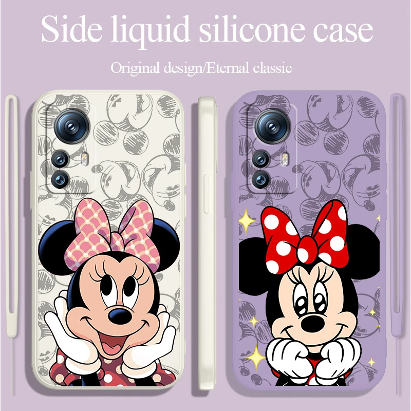

Disney Minnie Mouse Cute Liquid Rope Phone Case For Xiaomi 13 Lite 12T 12S 12 11 Ultra 11T 10T 9 Pro 5G Cover