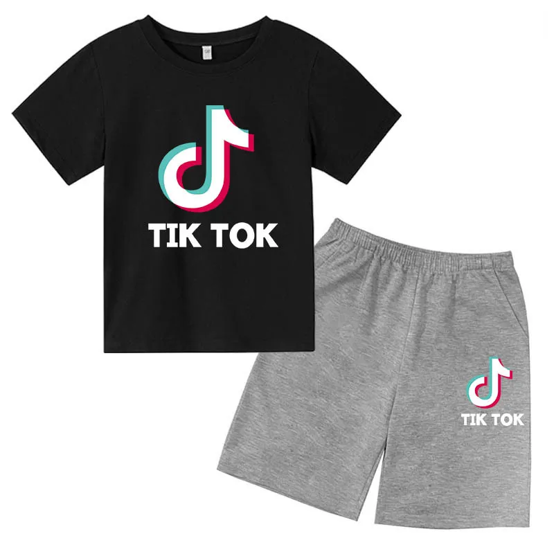 

2022 summer new fashion children's clothing boys and girls O-neck T-shirt suit short-sleeved + shorts 2-piece set baby