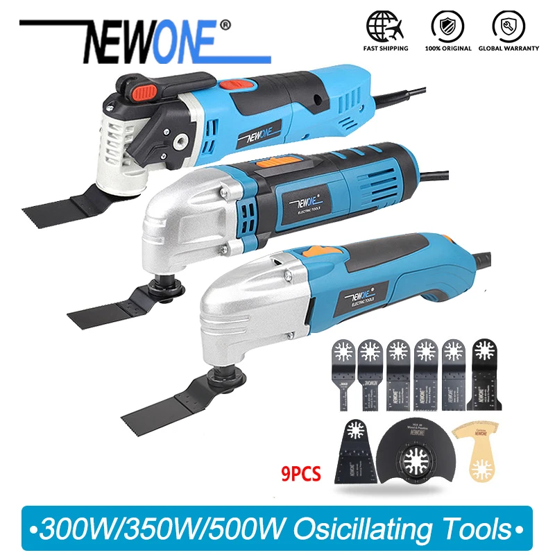 NEWONE 300W/350W/500W Oscillating Tool Multifunction Power Tool Electric Trimmer Renovator saw with basic and extra 9pcs blades