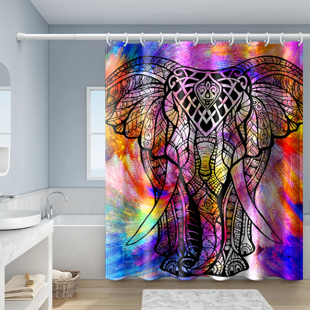 

Elephant in The Jungle Shower Curtain Bathroom Shower Curtain With Hook Waterproof Polyester Fabric Print Decor