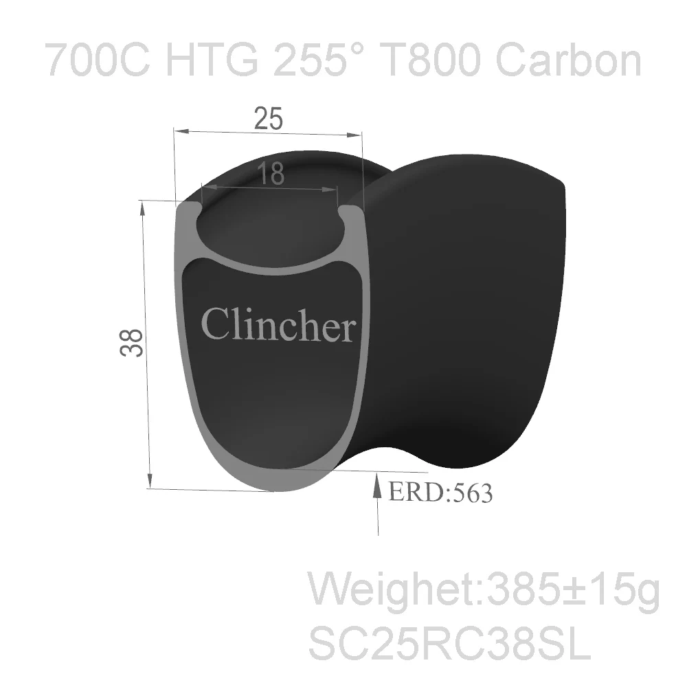 

[SC25RC38SL] Clincher Only 385g T800 super light 700C carbon road rims 25mm wide 38mm Clincher road carbon bicycle rims