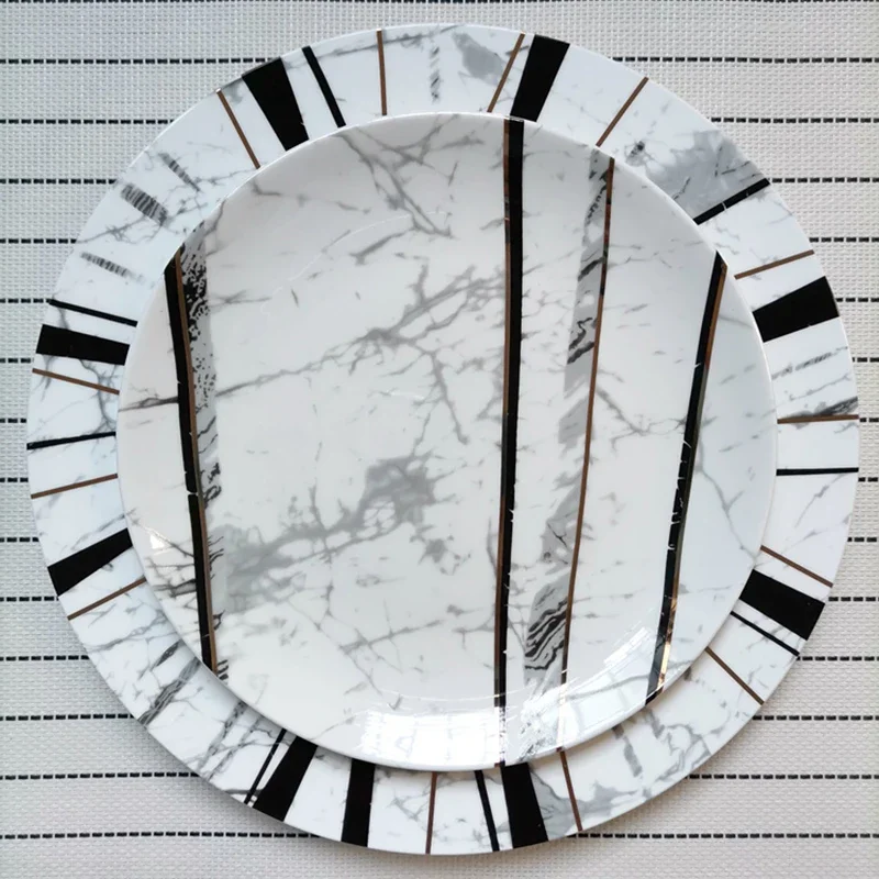 

Gold Decoration Ceramic Plate Sets Wedding Food Luxury Restaurant China Plate Set Vintage Vaisselle Cuisine Kitchen Tableware