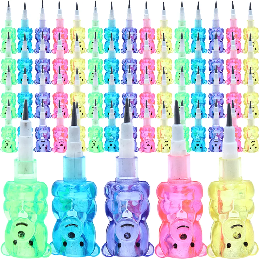 

20 Pcs Cartoon Bear Pencils Bulk Kids Stacking Stationery Supplies Plastic Office Stuff Handwriting Children Colored pencils
