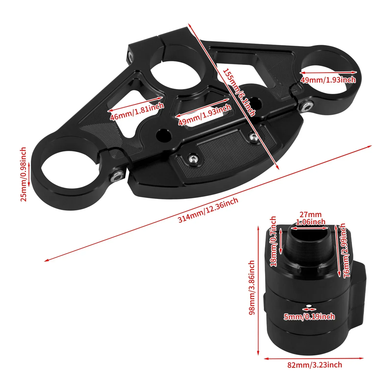 Мотоциклетный верхний тройной зажим для дерева комплект стояк на руль + крышка