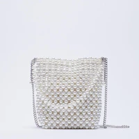 fashion pearls bucket bag designer beading women handbag luxury chain bead shoulder crossbody bags summer party purse small tote