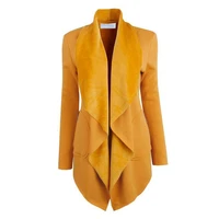 2022 winter coat jacket ladies elegant ruffled lapel ladies elegant cardigan mid length jacket jacket pocket long sleeve jacket