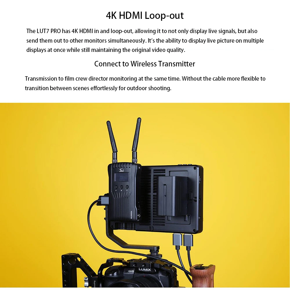 FEELWORLD LUT7 PRO 7-дюймовая портативная DSLR-видеокамера Полевой монитор 4k 3D LUT Сенсорный