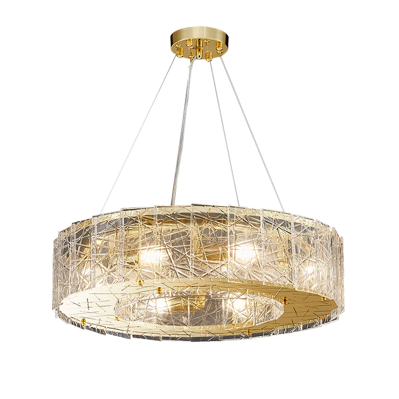 

Postmodern light luxury glass chandelier creative personality hall living room dining room simple stainless steel lamp