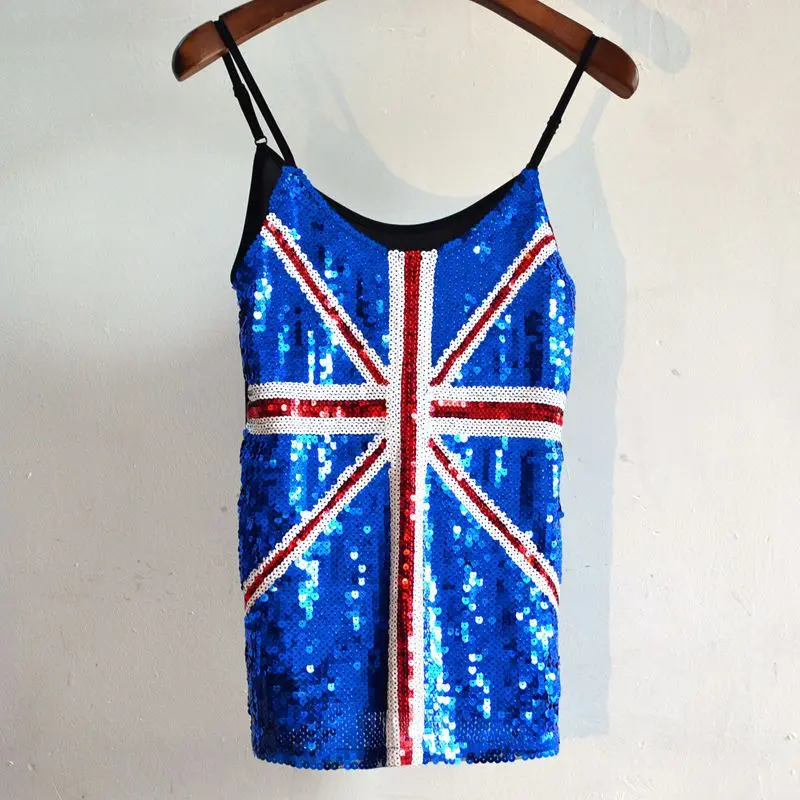 

LOHILL Womens Sequins Bling Vest Tops Blue Backless Straps Blouse Tee Summer Sexy Party Club Tank Casual Women Camisole Shirt
