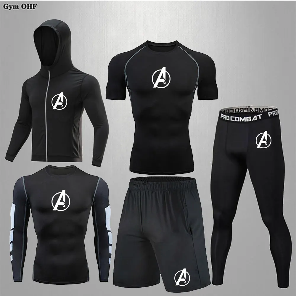 

Tracksuit Men Sports Suits Gym Fitness Compression Clothes Running Jogging Sportwear Exercise Workout Tights MMA Rashguard Suit