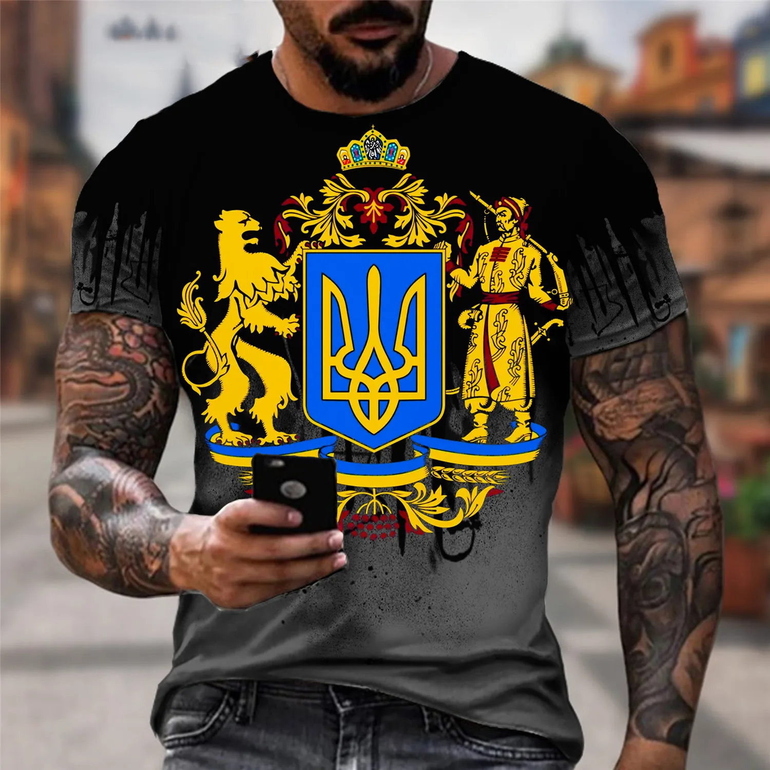

Футболка мужская с коротким рукавом, в стиле Харадзюку, с принтом в виде флага