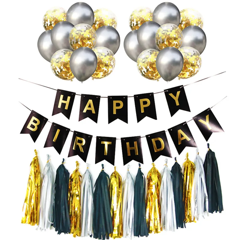 

Birthday Decoration Kit HAPPY BIRTHDAY Balloons Banner Confetti Balloons Latex Balloons for Boys and Girls Birthday Party